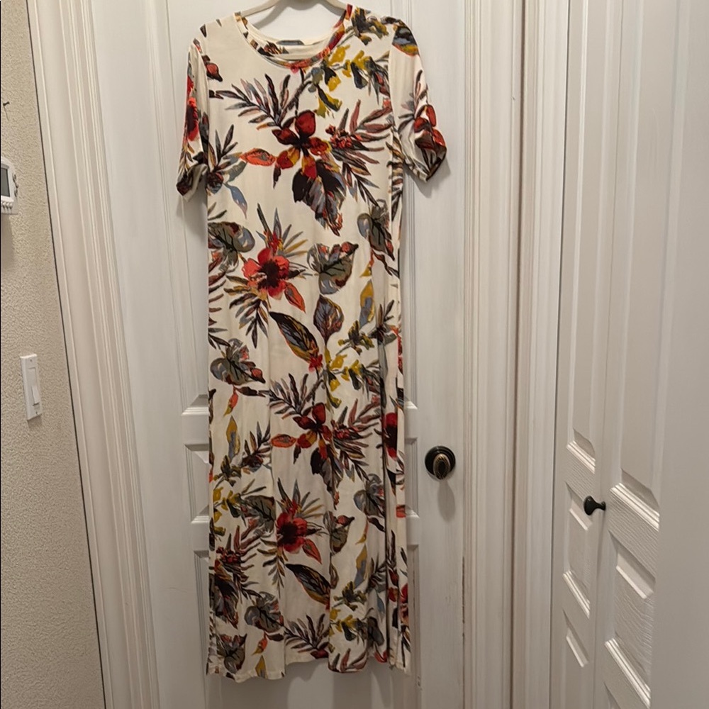 Denim&Co Cream Brown Maxi Sundress Casual